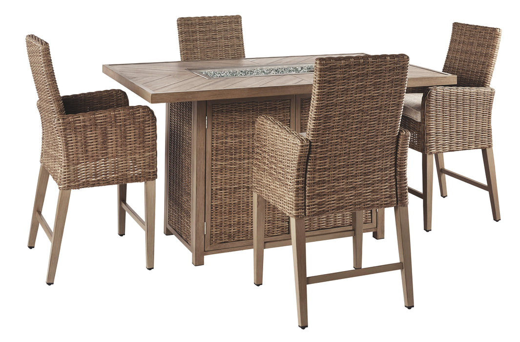 Beachcroft Signature Design By Ashley 5-Piece Outdoor Bar Table Set